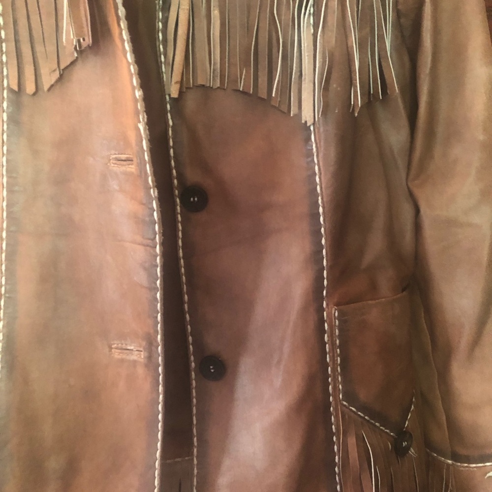 Scully Chestnut Brown Leather Fringe Jacket - Picture 5 of 6